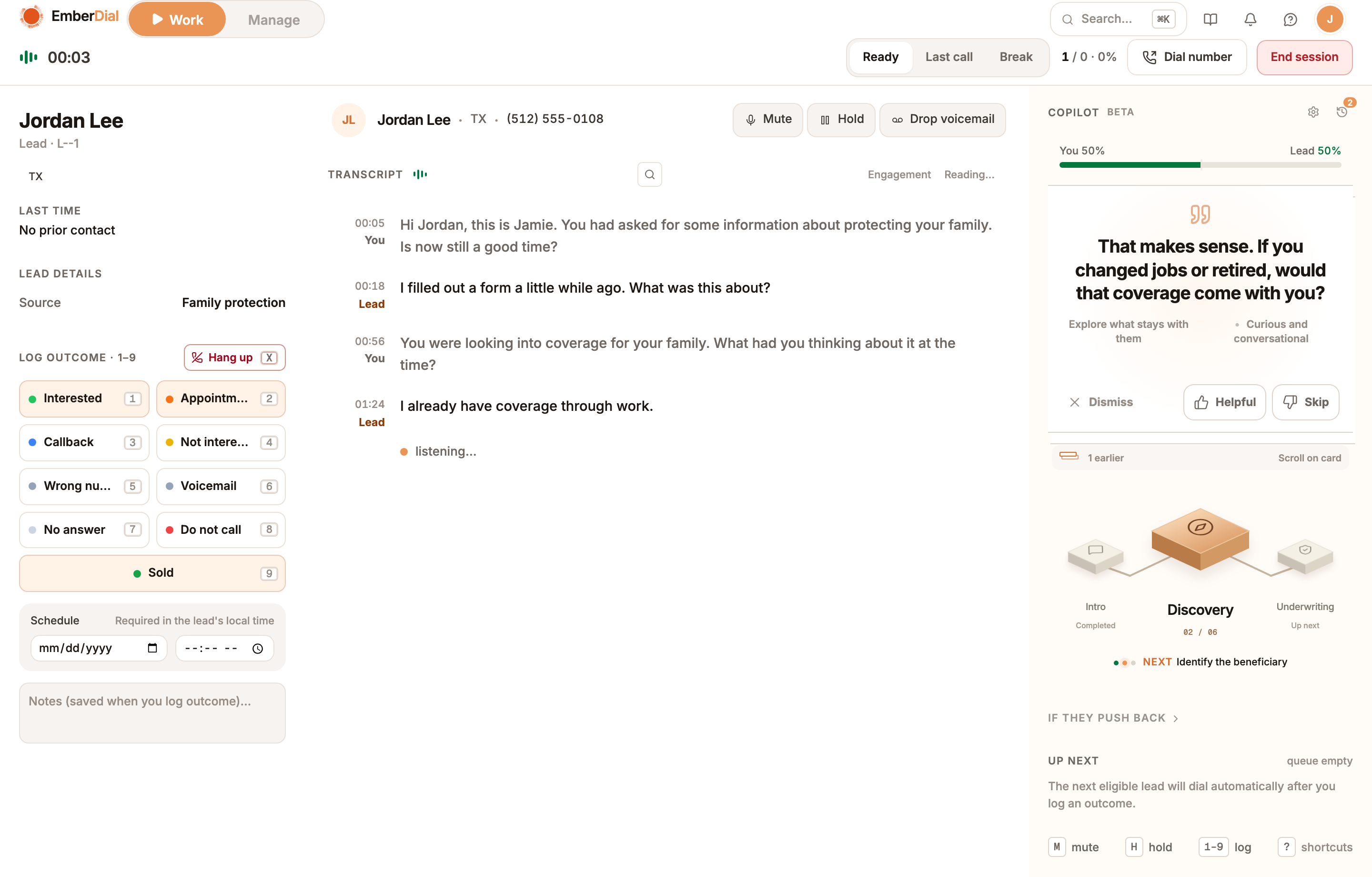 A real transcript turn, the current Spotlight script, and the earlier guidance.